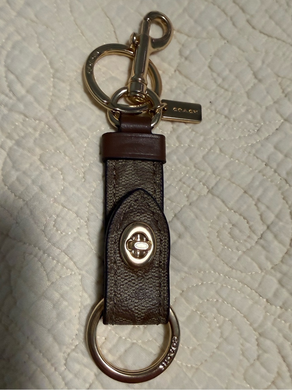 Coach Trigger Snap Bag Charm in signature canvas! Like new